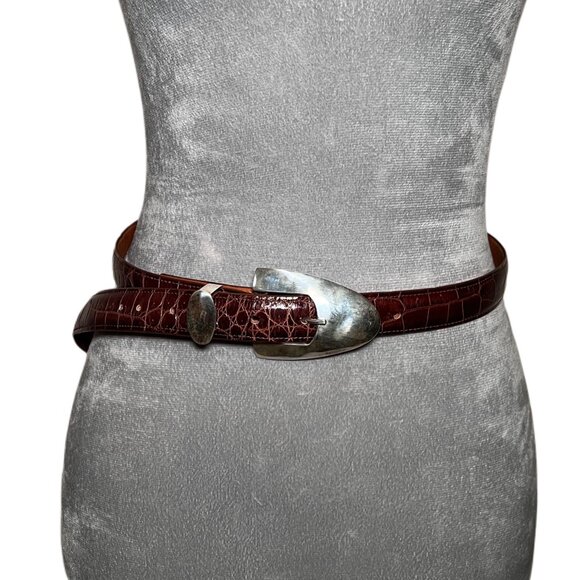 Pat Areias Sterling Silver Buckle Alligator Belt Set - Picture 1 of 5